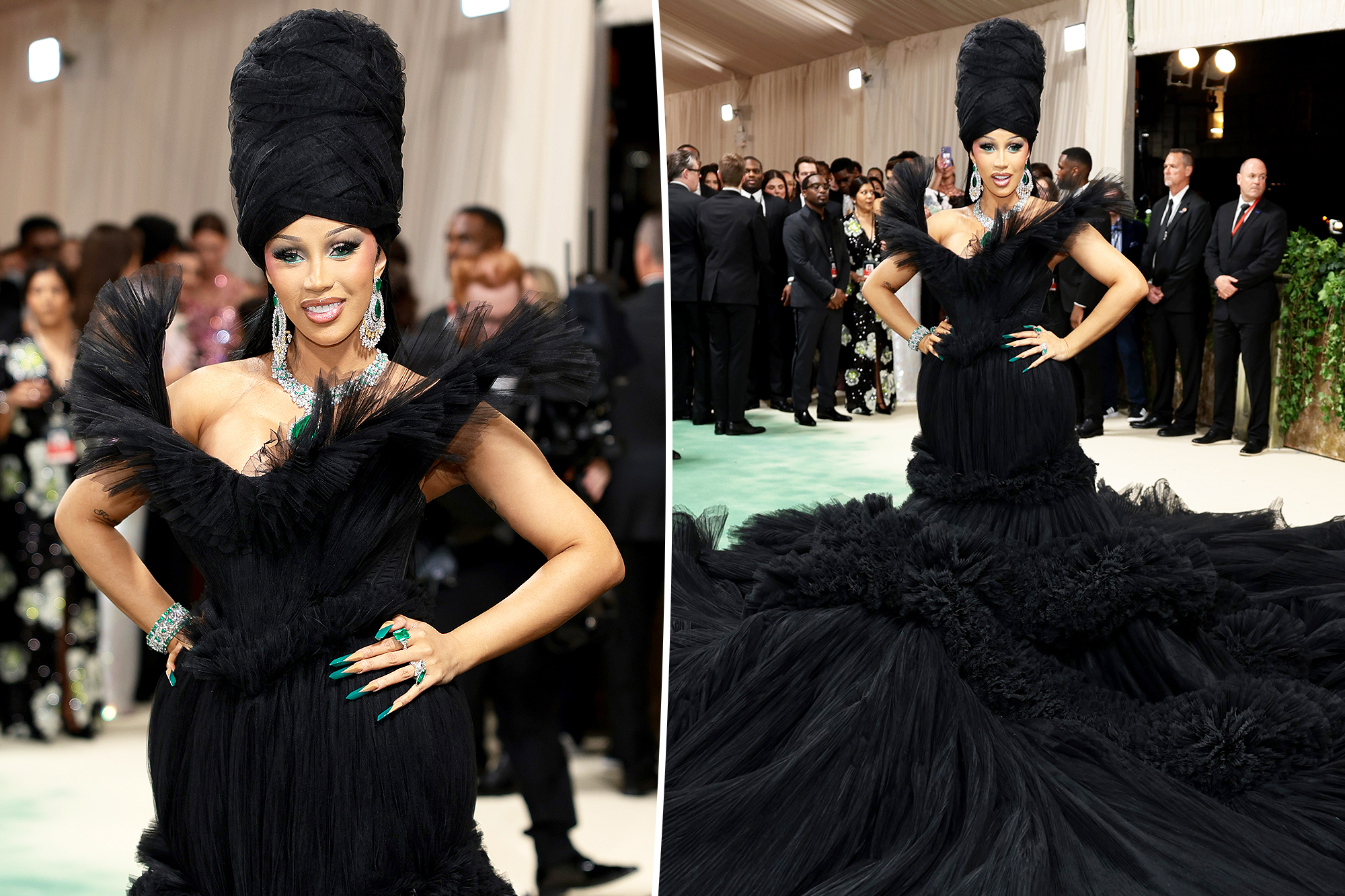 Cardi B steals the spotlight at 2024 Met Gala with stunning black tulle train