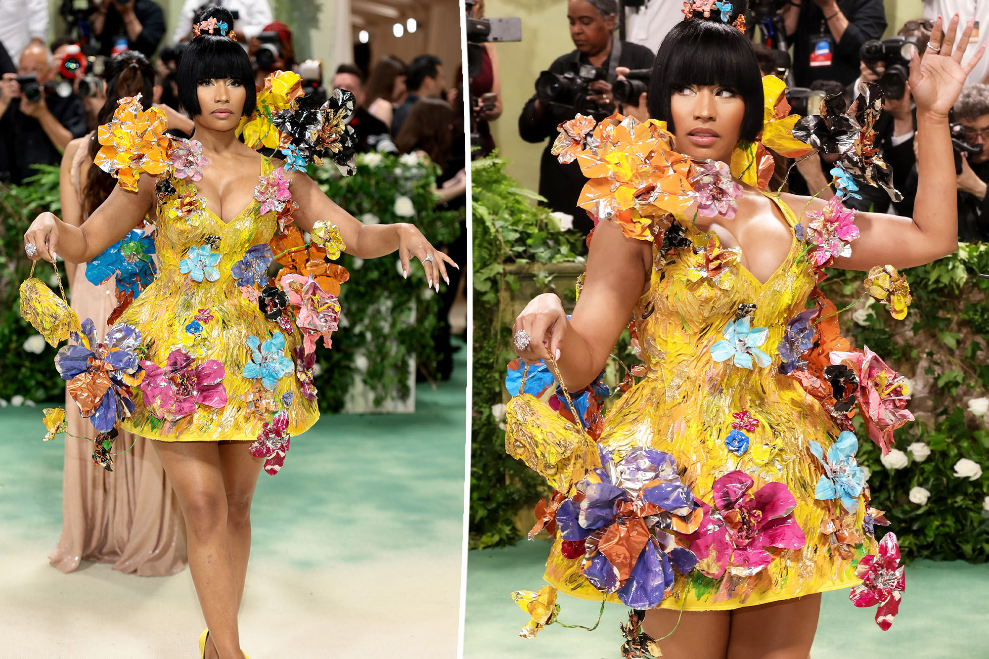Nicki Minaj Stuns in 3D Floral Minidress at Met Gala 2024