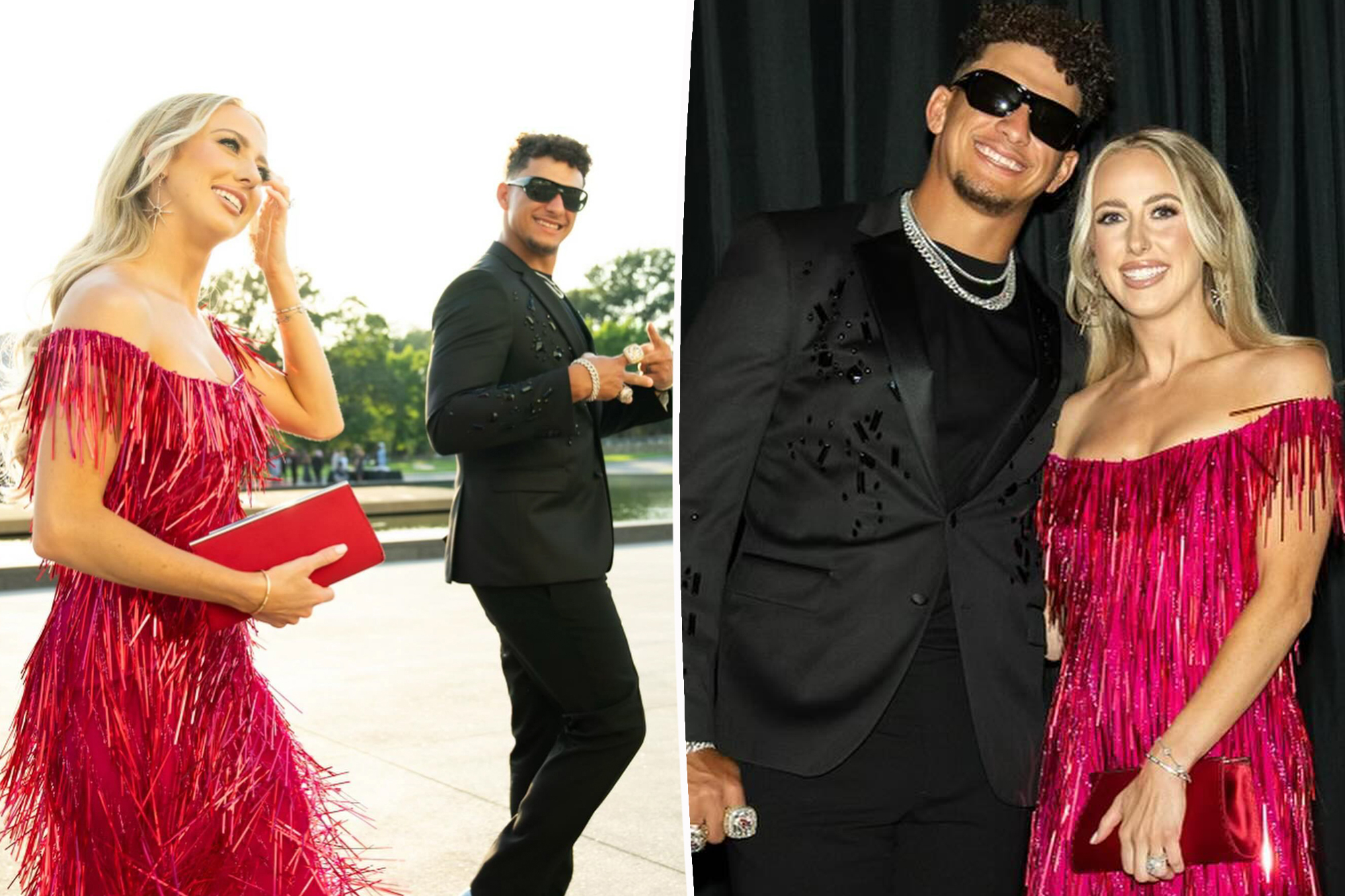 Brittany Mahomes Stuns in Red Fringe Dress at Chiefs Super Bowl Ring Ceremony with Patrick: A Glamorous Affair