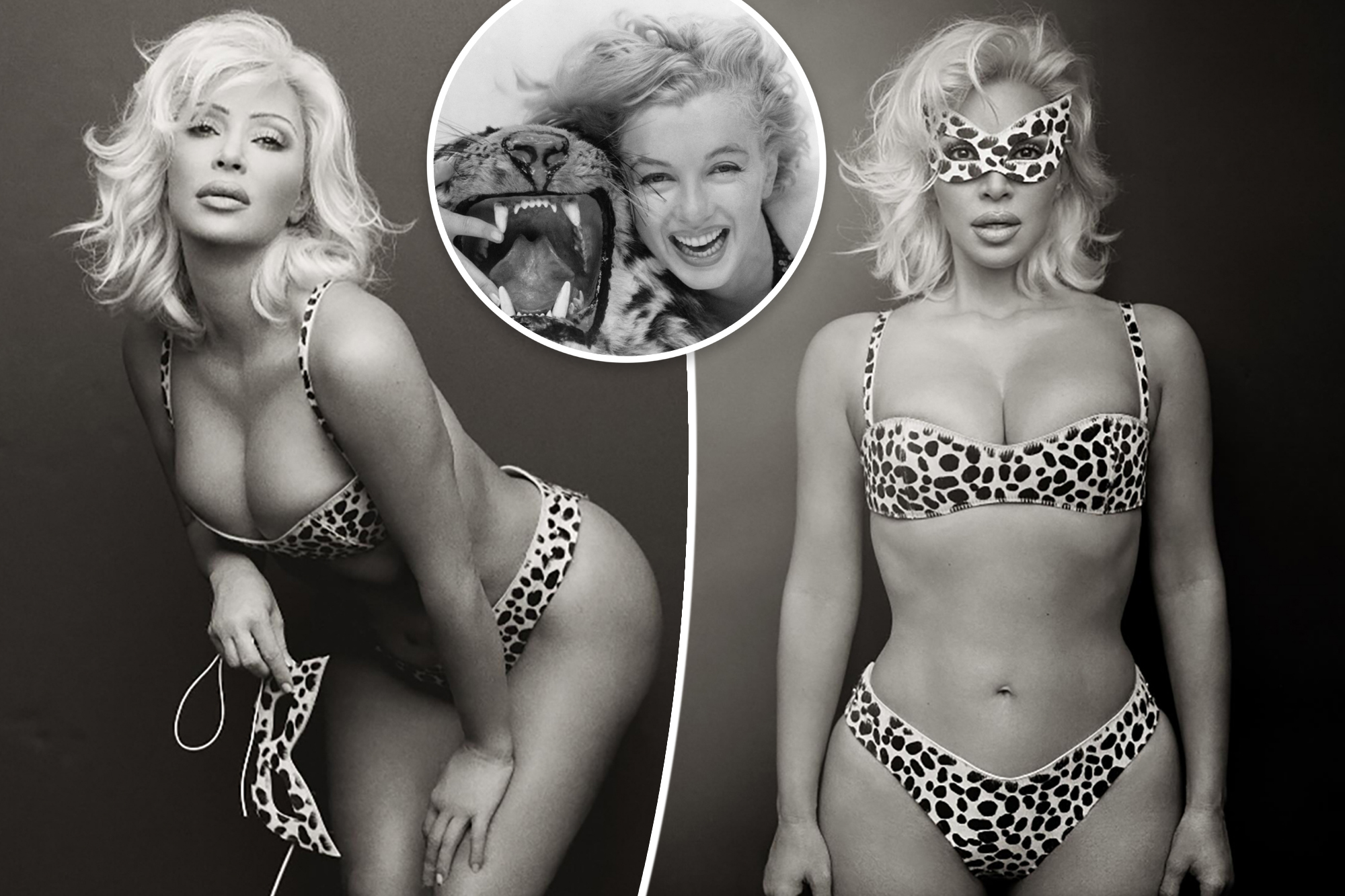 Kim Kardashian Channels Marilyn Monroe in Stunning Animal-Print Bikini Shoot