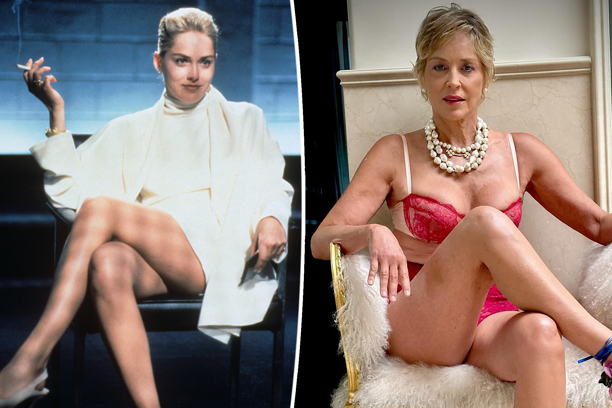 NO GOD! PLEASE NO!!! Sharon Stone Recreated the Iconic 'Basic Instinct' Scene in Red Lingerie