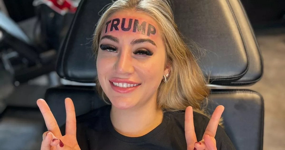 Woman's Bold Trump Forehead Tattoo Sparks Controversy and Cash Pleas