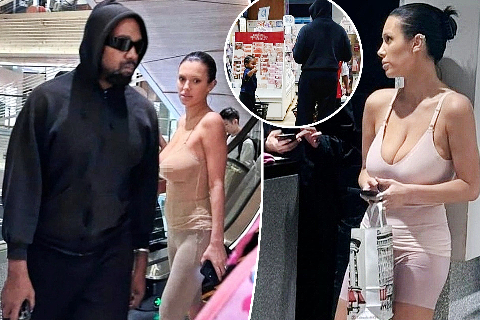 Bianca Censori Rocks Tokyo Supermarket in Signature See-Through Style with Kanye West and Kids